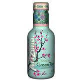 The 500ml Arizona Green Tea with Honey showcases a beautiful cherry blossom design on the bottle and the phrase "Original Green Tea with Honey." This invigorating drink blends a gentle honey sweetness with the timeless flavor of green tea, providing a delightful experience.